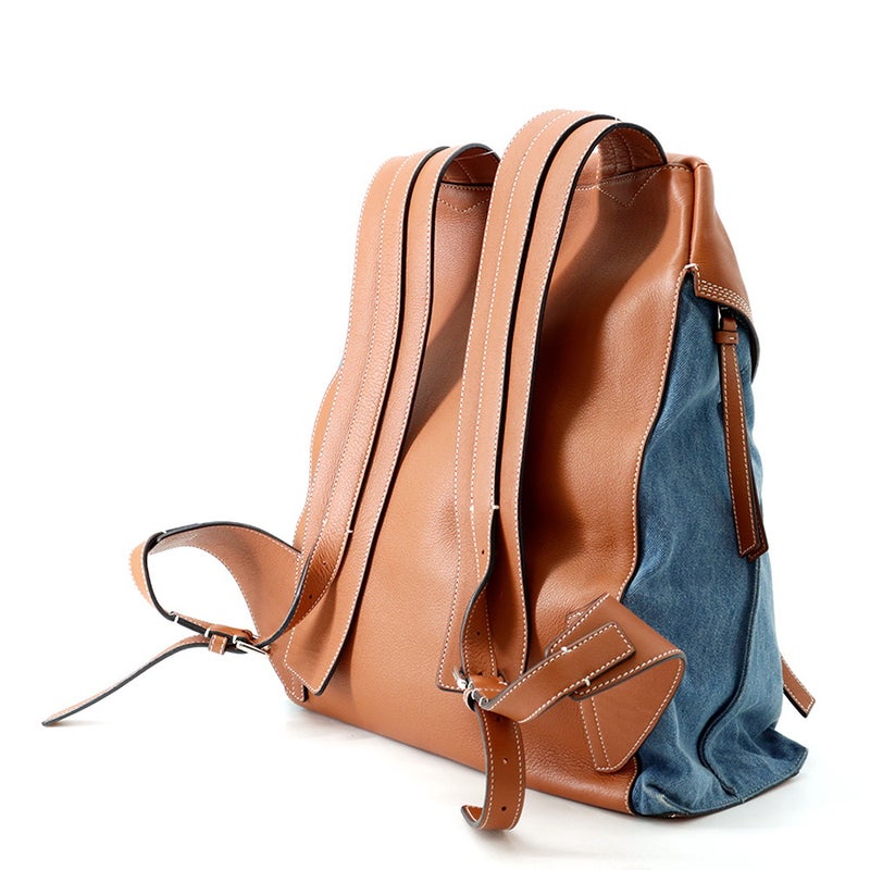 ロエベ リュック Tバックパック スモール デニム/レザー 316.28.P32 LOEWE バッグ