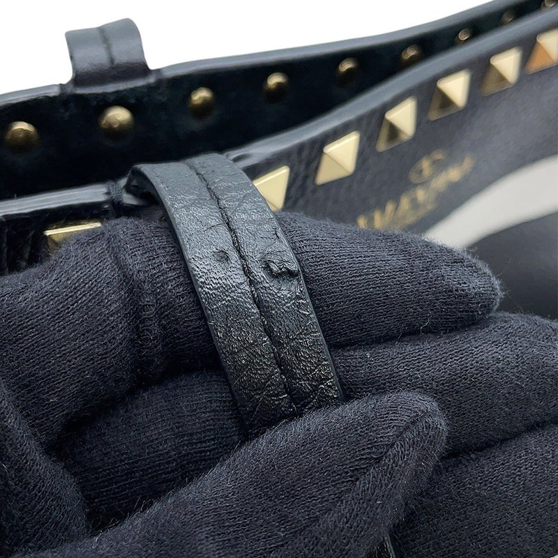 ヴァレンティノ・ガラヴァーニ トートバッグ ロックスタッズ ペット レザー VALENTINO リカルド・クシマノ 黒 白