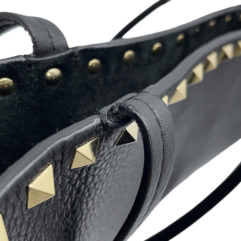 ヴァレンティノ・ガラヴァーニ トートバッグ ロックスタッズ ペット レザー VALENTINO リカルド・クシマノ 黒 白