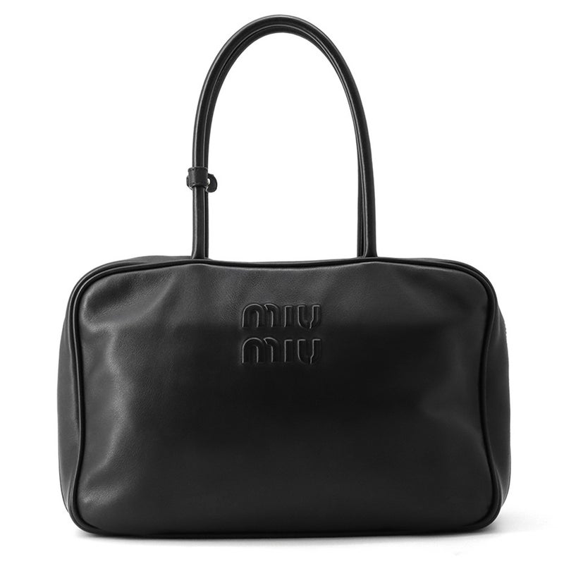 ミュウミュウ トートバッグ ボー バッグ ロゴ レザー 5BB117 Miu Miu 黒