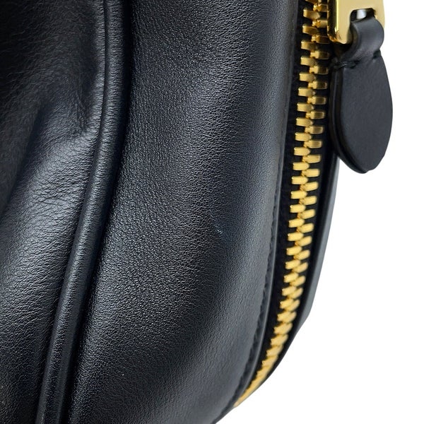 ミュウミュウ トートバッグ ボー バッグ ロゴ レザー 5BB117 Miu Miu 黒