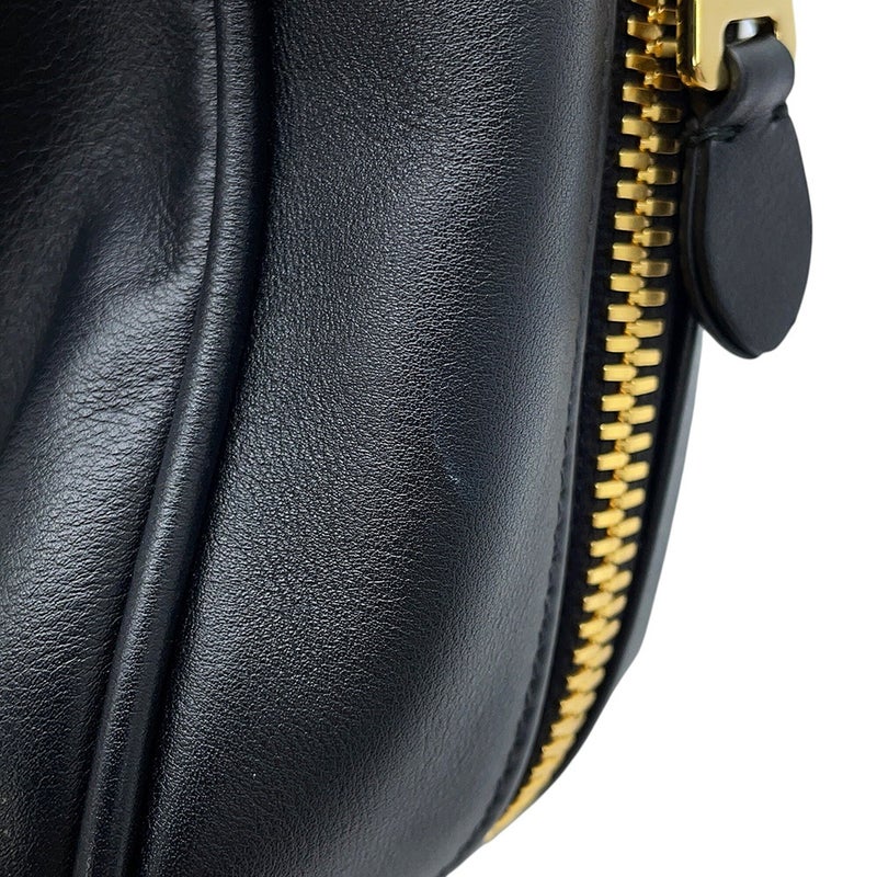 ミュウミュウ トートバッグ ボー バッグ ロゴ レザー 5BB117 Miu Miu 黒
