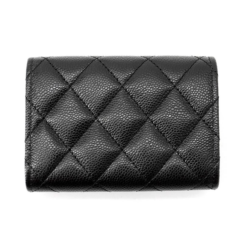 シャネル 三つ折り財布 マトラッセ ココマーク クラシック スモール フラップ ウォレット キャビアスキン AP0230 CHANEL 財布 黒