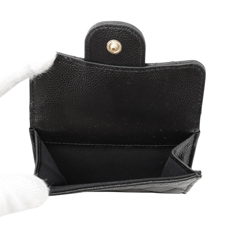 シャネル 三つ折り財布 マトラッセ ココマーク クラシック スモール フラップ ウォレット キャビアスキン AP0230 CHANEL 財布 黒
