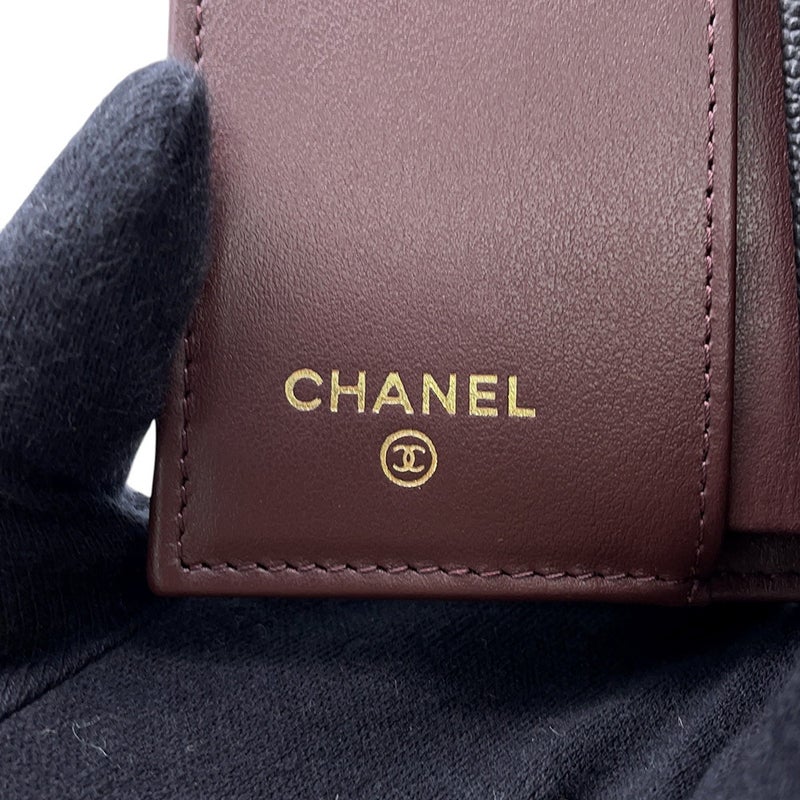 シャネル 三つ折り財布 マトラッセ ココマーク クラシック スモール フラップ ウォレット キャビアスキン AP0230 CHANEL 財布 黒
