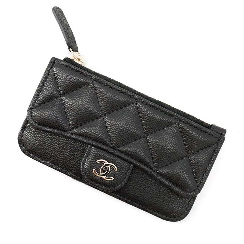 シャネル カードケース ココマーク マトラッセ クラシック ジップ キャビアスキン AP2570 CHANEL 黒