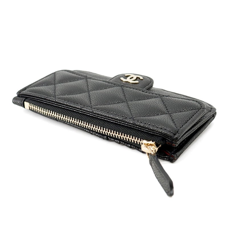シャネル カードケース ココマーク マトラッセ クラシック ジップ キャビアスキン AP2570 CHANEL 黒