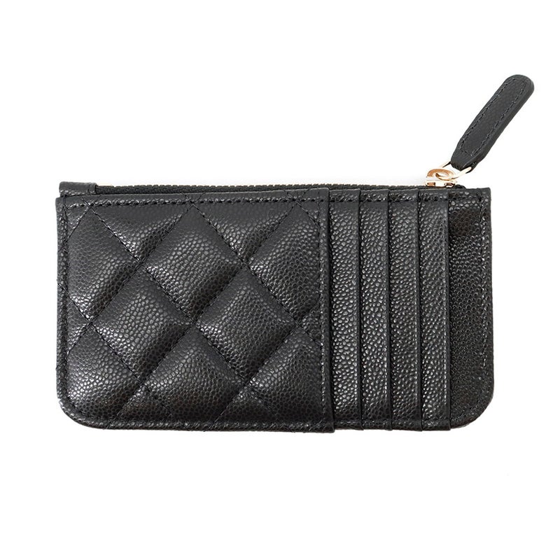 シャネル カードケース ココマーク マトラッセ クラシック ジップ キャビアスキン AP2570 CHANEL 黒