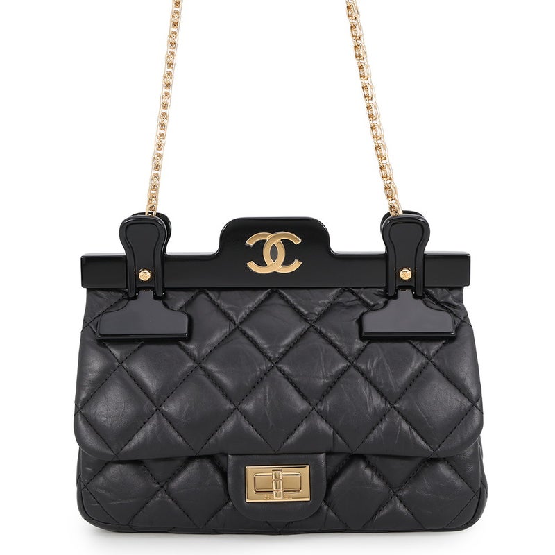 シャネル チェーンショルダーバッグ マトラッセ ココマーク 2.55 リイシュー ハンガー ラムスキン CHANEL 黒 2016年限定