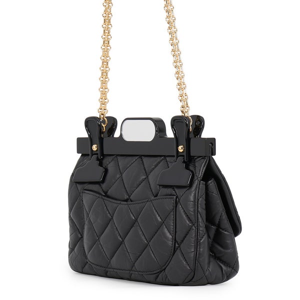シャネル チェーンショルダーバッグ マトラッセ ココマーク 2.55 リイシュー ハンガー ラムスキン CHANEL 黒 2016年限定