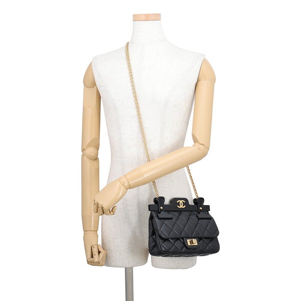 シャネル チェーンショルダーバッグ マトラッセ ココマーク 2.55 リイシュー ハンガー ラムスキン CHANEL 黒 2016年限定