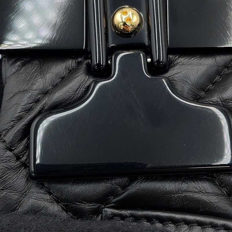 シャネル チェーンショルダーバッグ マトラッセ ココマーク 2.55 リイシュー ハンガー ラムスキン CHANEL 黒 2016年限定