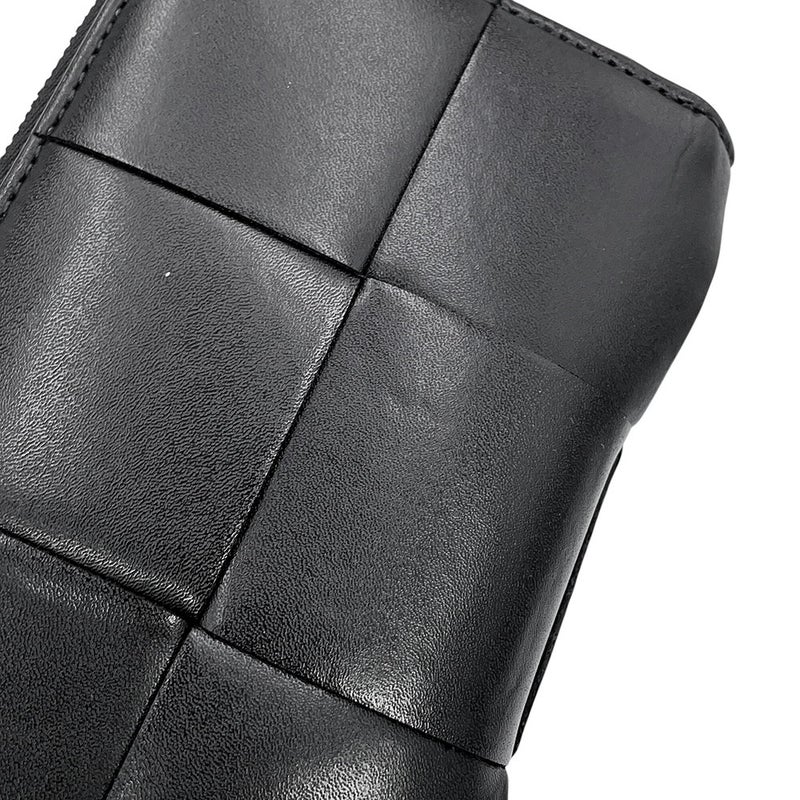 ボッテガヴェネタ 長財布 マキシイントレチャート カセット スリム ラムスキン 708612 BOTTEGA VENETA 黒