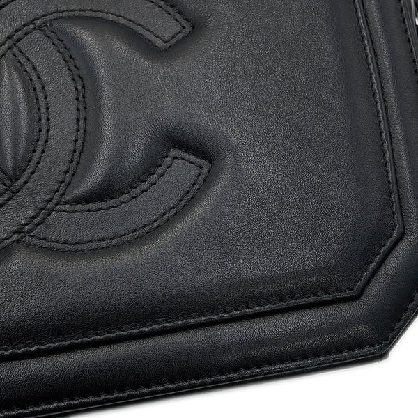 シャネル チェーンショルダーバッグ オクタゴン ココマーク ラムスキン CHANEL 黒