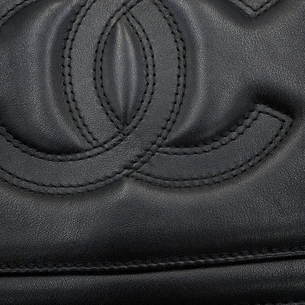 シャネル チェーンショルダーバッグ オクタゴン ココマーク ラムスキン CHANEL 黒