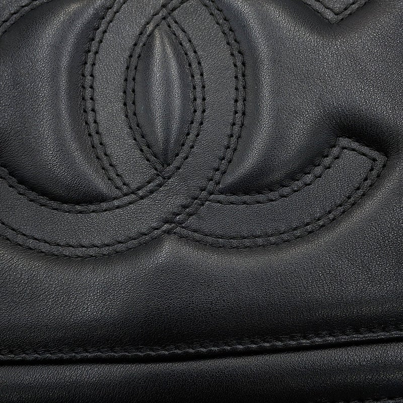 シャネル チェーンショルダーバッグ オクタゴン ココマーク ラムスキン CHANEL 黒