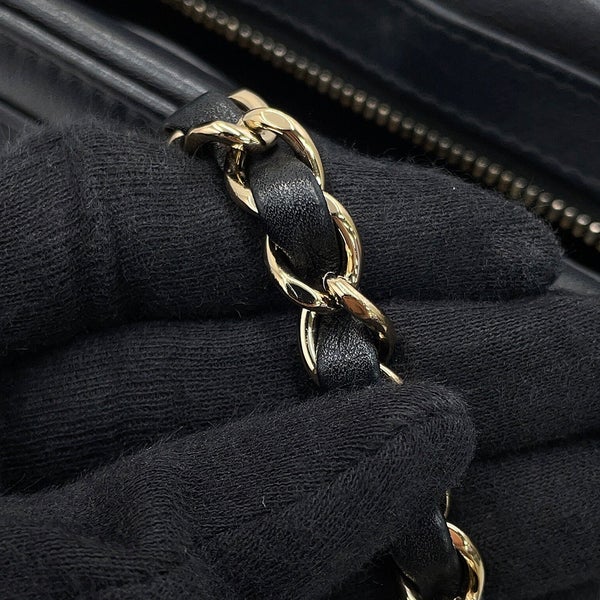 シャネル チェーンショルダーバッグ オクタゴン ココマーク ラムスキン CHANEL 黒
