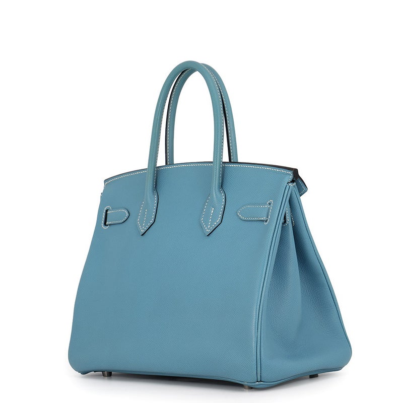 エルメス バーキン30 ブルージーン/シルバー金具 エプソン □K刻印 HERMES Birkin ハンドバッグ
