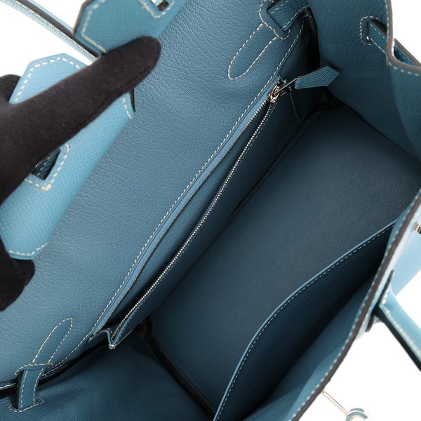 エルメス バーキン30 ブルージーン/シルバー金具 エプソン □K刻印 HERMES Birkin ハンドバッグ