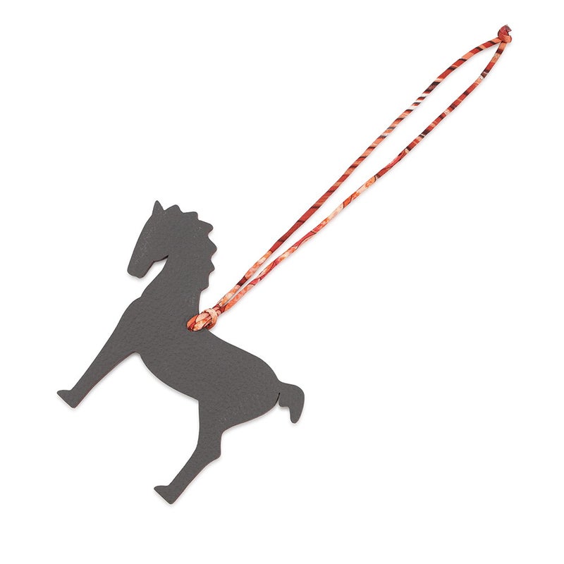 エルメス バッグチャーム プティ アッシュ ホース グレー/グリーン エプソン/シェブルミゾル HERMES チャーム