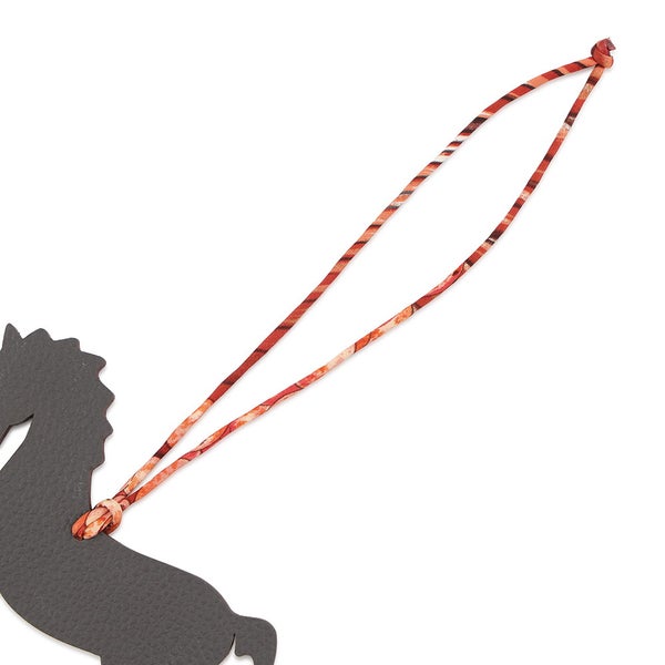 エルメス バッグチャーム プティ アッシュ ホース グレー/グリーン エプソン/シェブルミゾル HERMES チャーム