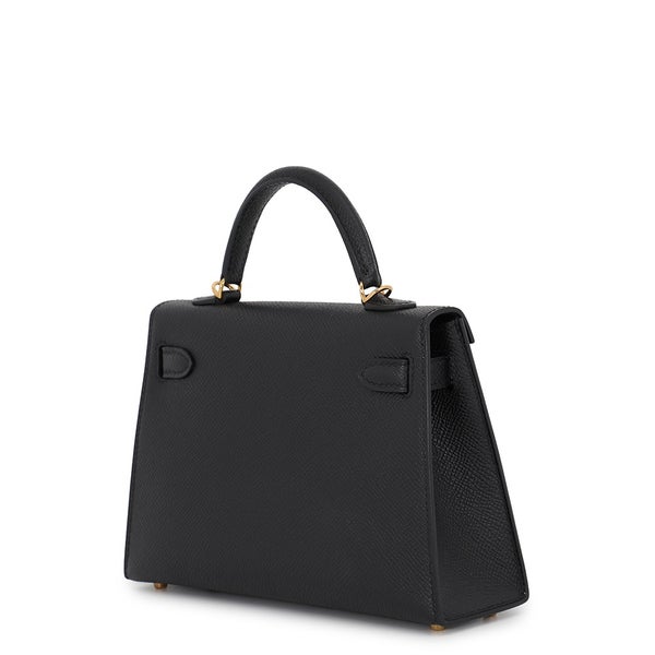 エルメス ハンドバッグ ミニケリー2 外縫い ブラック/ゴールド金具 エプソン W刻印 HERMES Kelly 2wayバッグ 黒