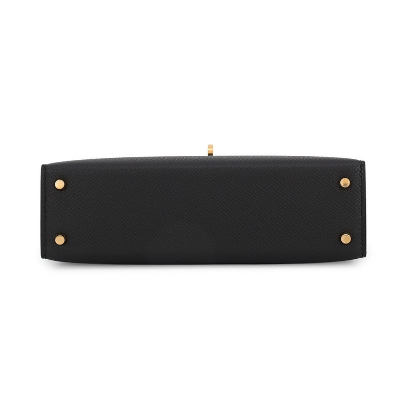 エルメス ハンドバッグ ミニケリー2 外縫い ブラック/ゴールド金具 エプソン W刻印 HERMES Kelly 2wayバッグ 黒