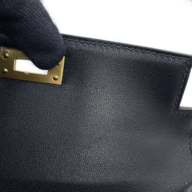 エルメス ハンドバッグ ミニケリー2 外縫い ブラック/ゴールド金具 エプソン W刻印 HERMES Kelly 2wayバッグ 黒