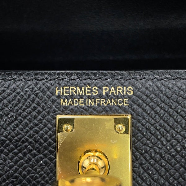 エルメス ハンドバッグ ミニケリー2 外縫い ブラック/ゴールド金具 エプソン W刻印 HERMES Kelly 2wayバッグ 黒