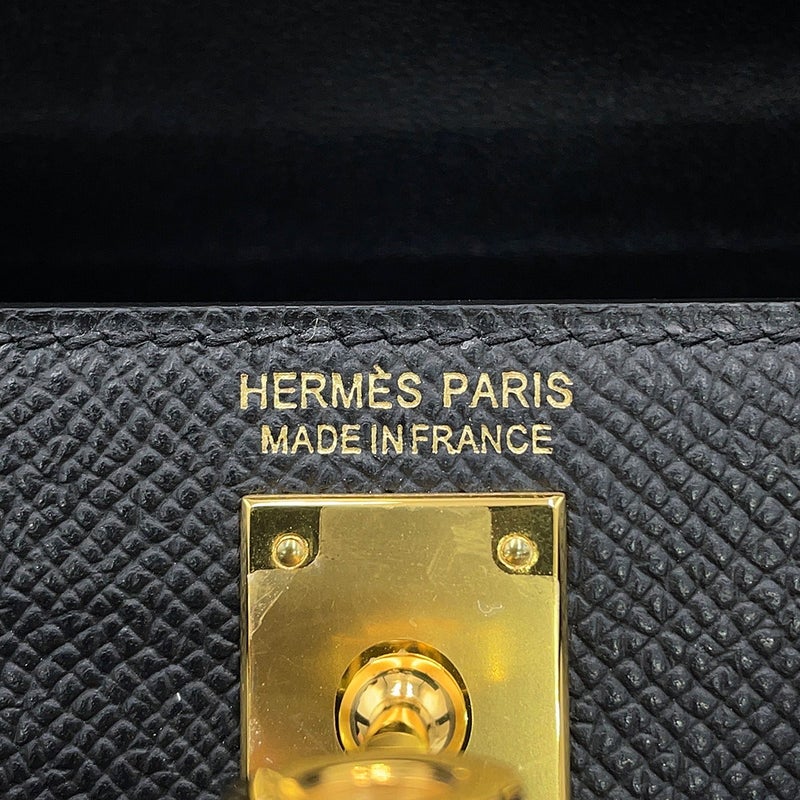 エルメス ハンドバッグ ミニケリー2 外縫い ブラック/ゴールド金具 エプソン W刻印 HERMES Kelly 2wayバッグ 黒