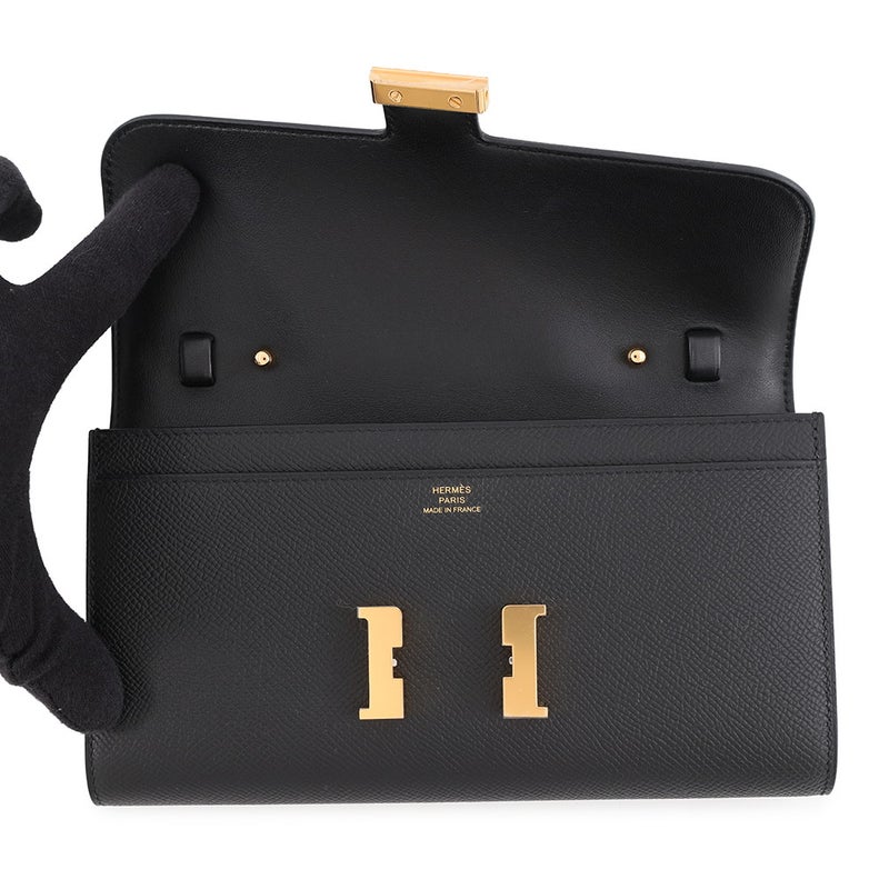 エルメス 長財布 コンスタンス トゥーゴー ロング ブラック/ゴールド金具 素材 K刻印 HERMES 黒