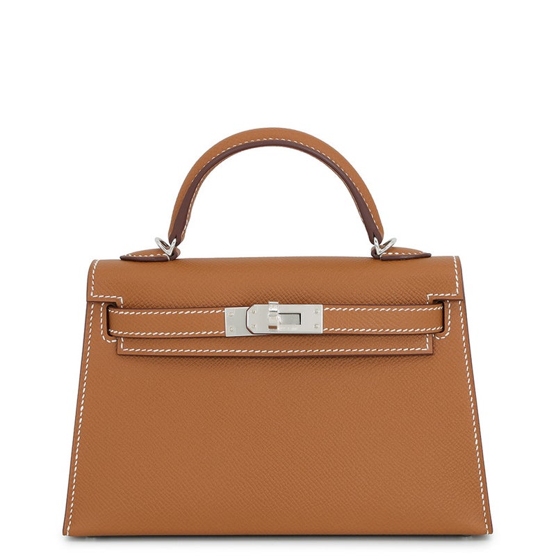 エルメス ハンドバッグ ミニケリー2 外縫い ゴールド/シルバー金具 エプソン G刻印 HERMES Kelly 2wayバッグ