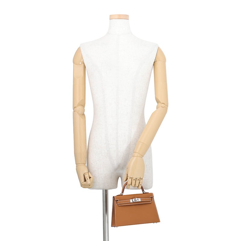エルメス ハンドバッグ ミニケリー2 外縫い ゴールド/シルバー金具 エプソン G刻印 HERMES Kelly 2wayバッグ