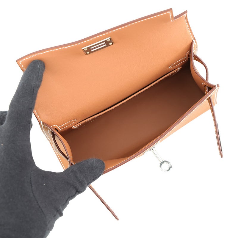 エルメス ハンドバッグ ミニケリー2 外縫い ゴールド/シルバー金具 エプソン G刻印 HERMES Kelly 2wayバッグ