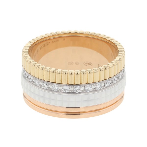 ブシュロン リング キャトル ホワイト ラージ ダイヤ 25P 計0.49ct K18YG/K18PG/K18WG/ホワイトセラミック サイズ62 JRG01599 指輪