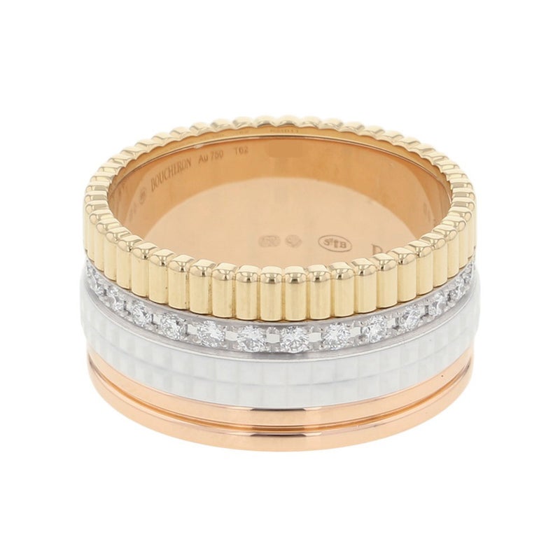ブシュロン リング キャトル ホワイト ラージ ダイヤ 25P 計0.49ct K18YG/K18PG/K18WG/ホワイトセラミック サイズ62 JRG01599 指輪