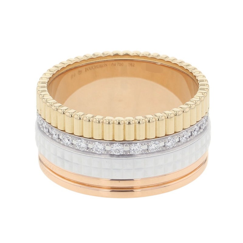 ブシュロン リング キャトル ホワイト ラージ ダイヤ 25P 計0.49ct K18YG/K18PG/K18WG/ホワイトセラミック サイズ62 JRG01599 指輪