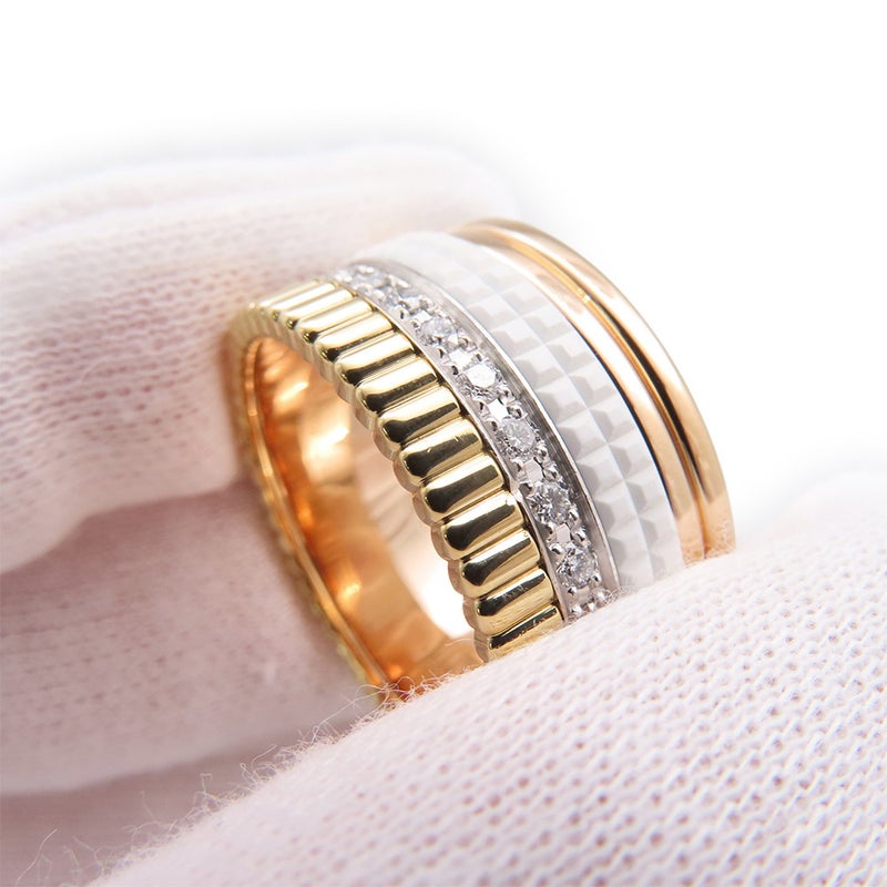 ブシュロン リング キャトル ホワイト ラージ ダイヤ 25P 計0.49ct K18YG/K18PG/K18WG/ホワイトセラミック サイズ62 JRG01599 指輪