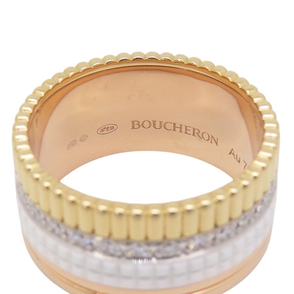 ブシュロン リング キャトル ホワイト ラージ ダイヤ 25P 計0.49ct K18YG/K18PG/K18WG/ホワイトセラミック サイズ62 JRG01599 指輪