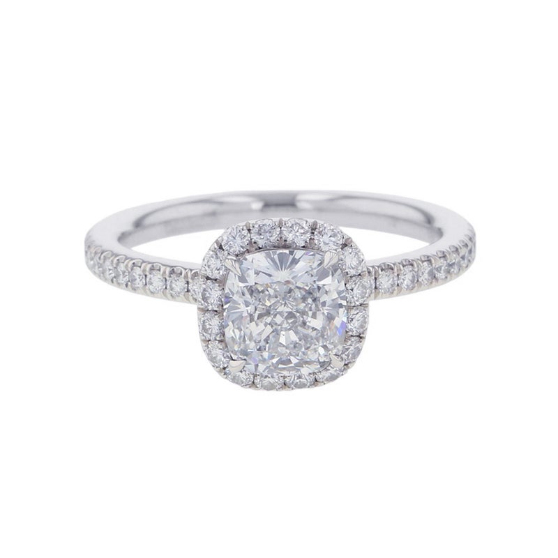 ハリーウィンストン リング クッションカット マイクロパヴェ ダイヤモンド 中石1.01ct Pt950プラチナ サイズ約6.5号 GIA鑑定書付き