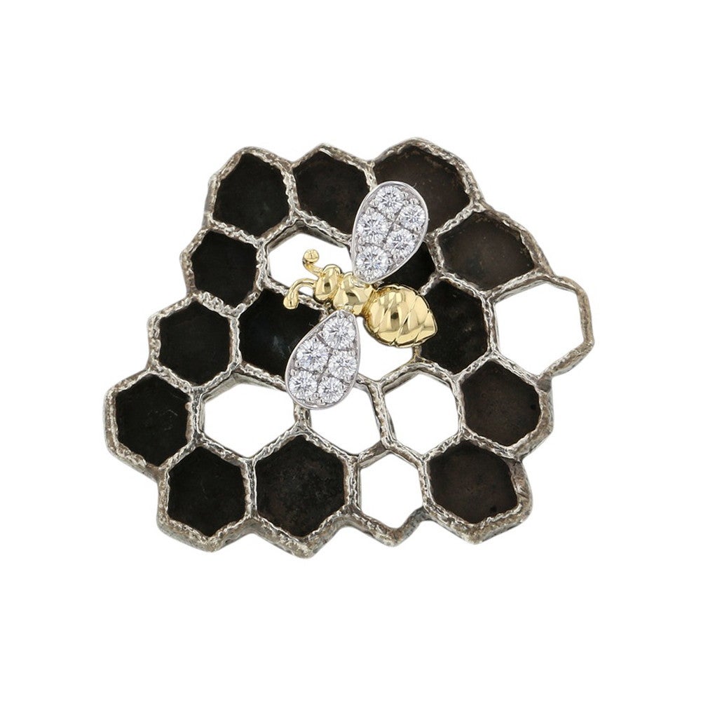 ギメル ブローチ ビー ダイヤモンド 計0.148ct K18YG/Pt950/SV950