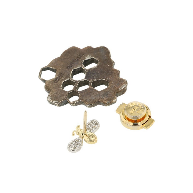 ギメル ブローチ ビー ダイヤモンド 計0.148ct K18YG/Pt950/SV950 gimel 蜂 ハチ 巣