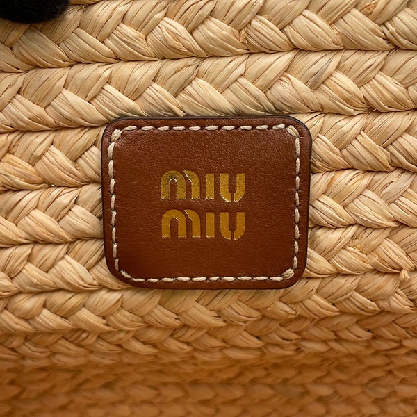 ミュウミュウ ハンドバッグ ラフィア レザー 5BA312 Miu Miu 2way