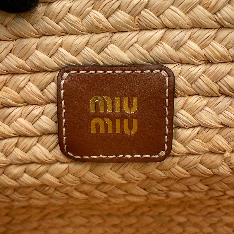 ミュウミュウ ハンドバッグ ラフィア レザー 5BA312 Miu Miu 2way