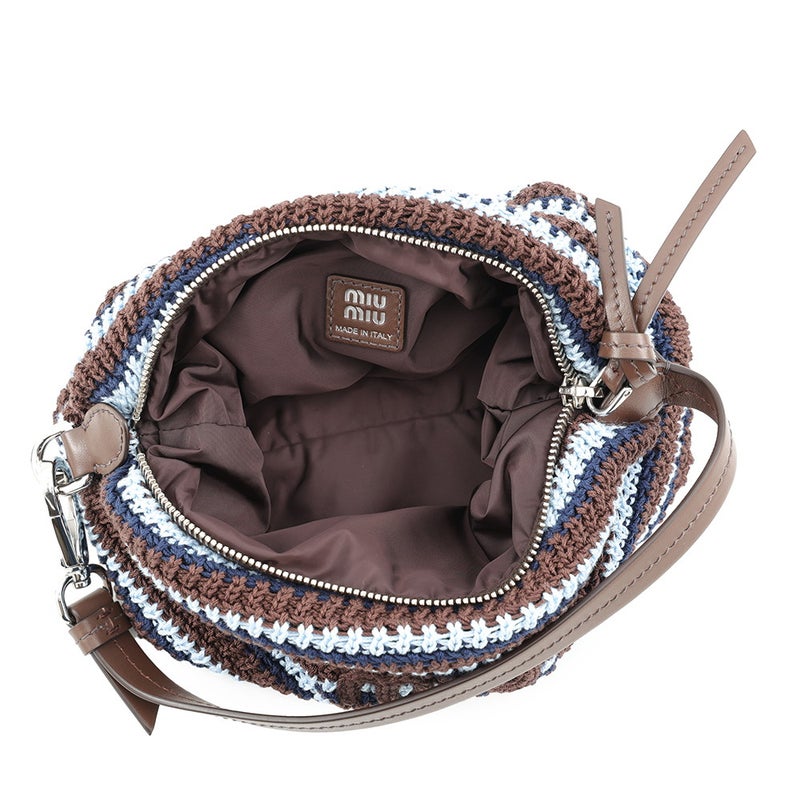 ミュウミュウ ハンドバッグ スピリット クロシェ編み ポーチ コットン 5NE841 Miu Miu