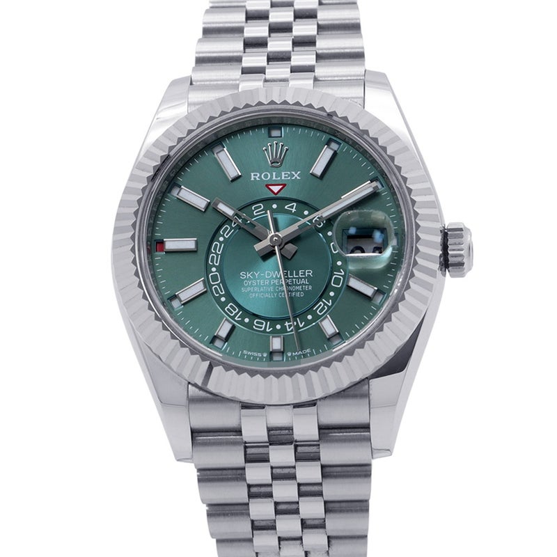 ロレックス スカイドゥエラー SS/K18WG ランダムシリアル ルーレット 336934 ROLEX 腕時計 ミントグリーン文字盤