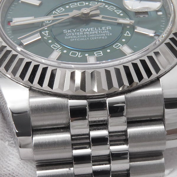 ロレックス スカイドゥエラー SS/K18WG ランダムシリアル ルーレット 336934 ROLEX 腕時計 ミントグリーン文字盤