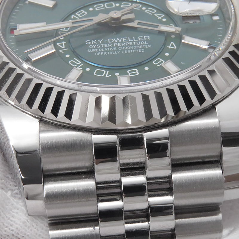 ロレックス スカイドゥエラー SS/K18WG ランダムシリアル ルーレット 336934 ROLEX 腕時計 ミントグリーン文字盤