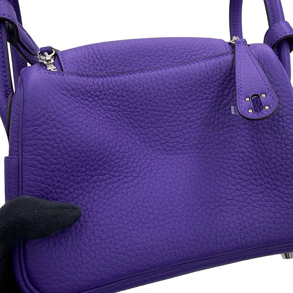 エルメス ハンドバッグ リンディ ミニ パープル/シルバー金具 トリヨンクレマンス G刻印 HERMES 2wayショルダーバッグ