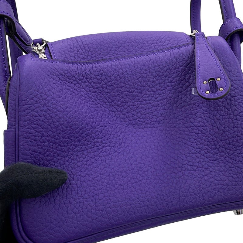 エルメス ハンドバッグ リンディ ミニ パープル/シルバー金具 トリヨンクレマンス G刻印 HERMES 2wayショルダーバッグ